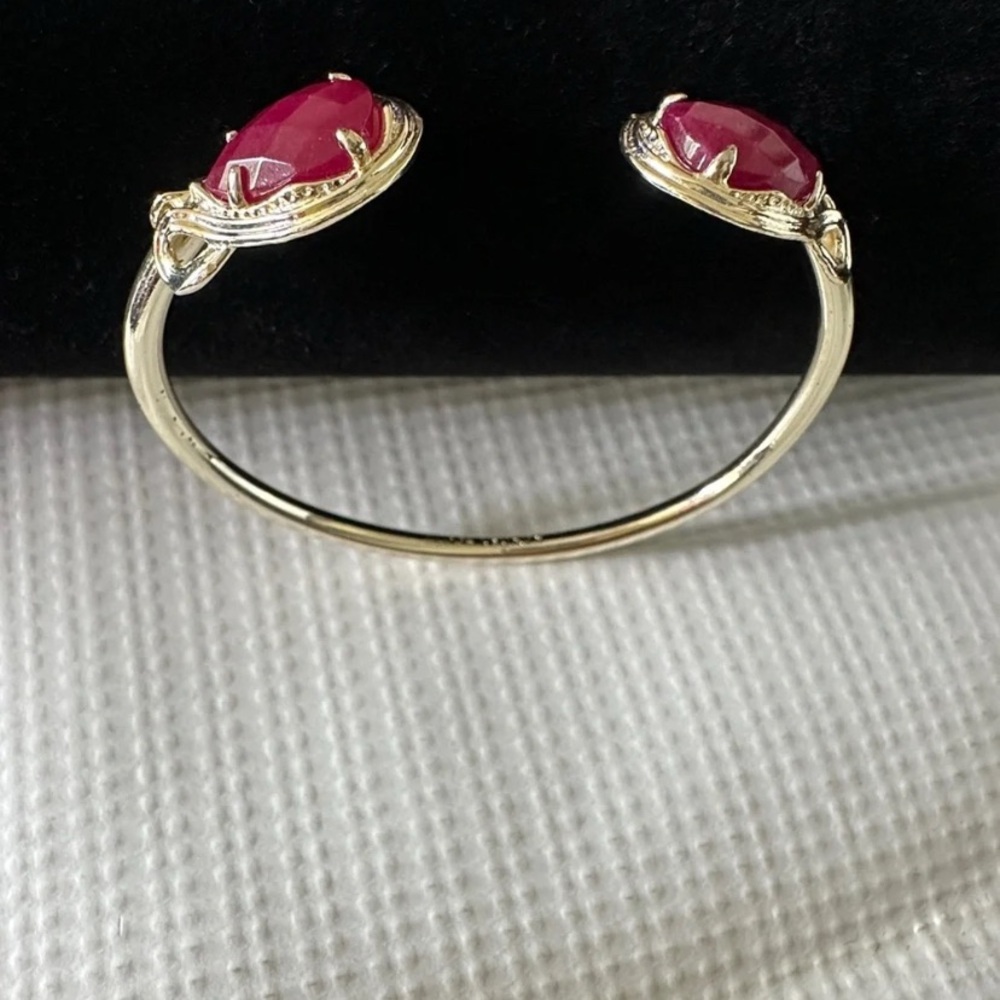 Kendra Scott Gold-Tone Open Cuff Bracelet with Red Gemstone Accents